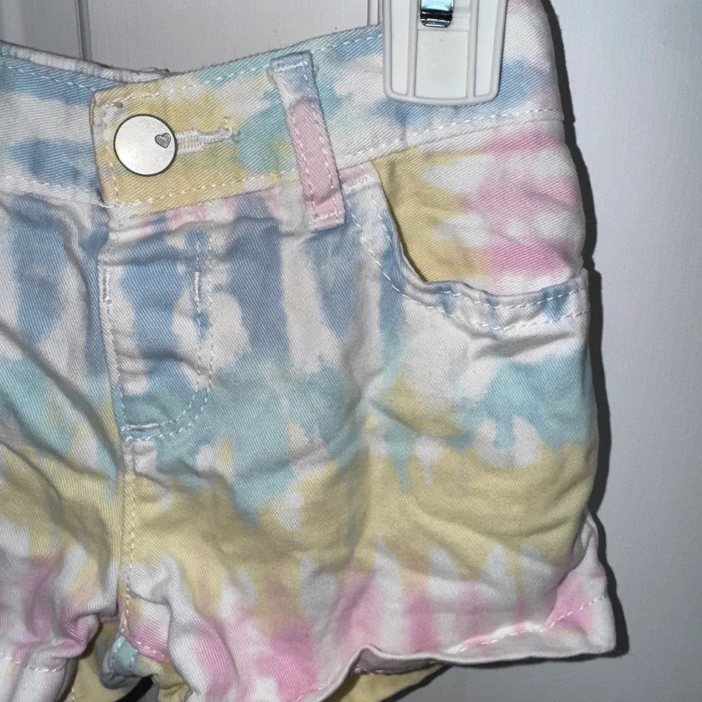 The Children's Place 18-24M Girls Pink and Blue Jean Shorts with Tie-Dye Effect